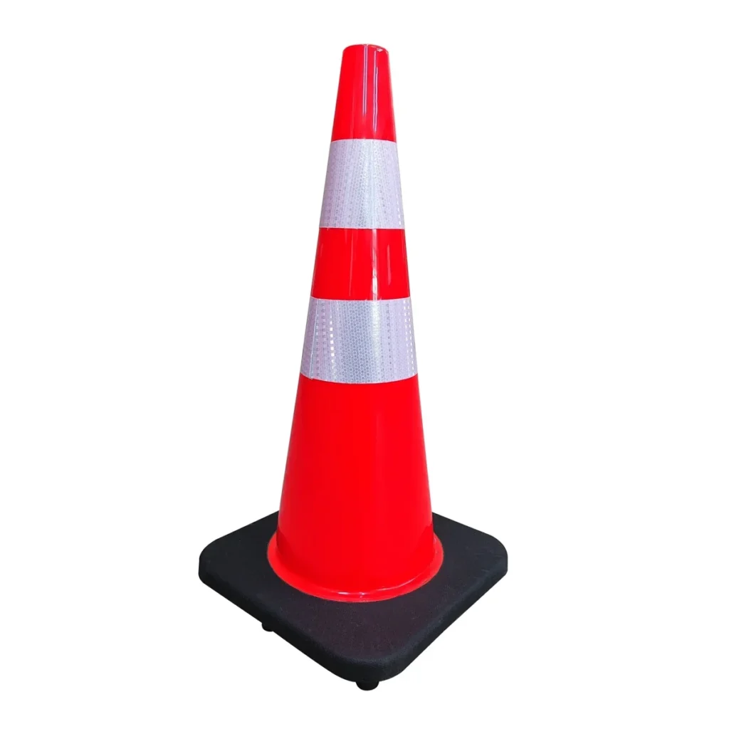 28" Traffic Cone, Reflective, Black Base