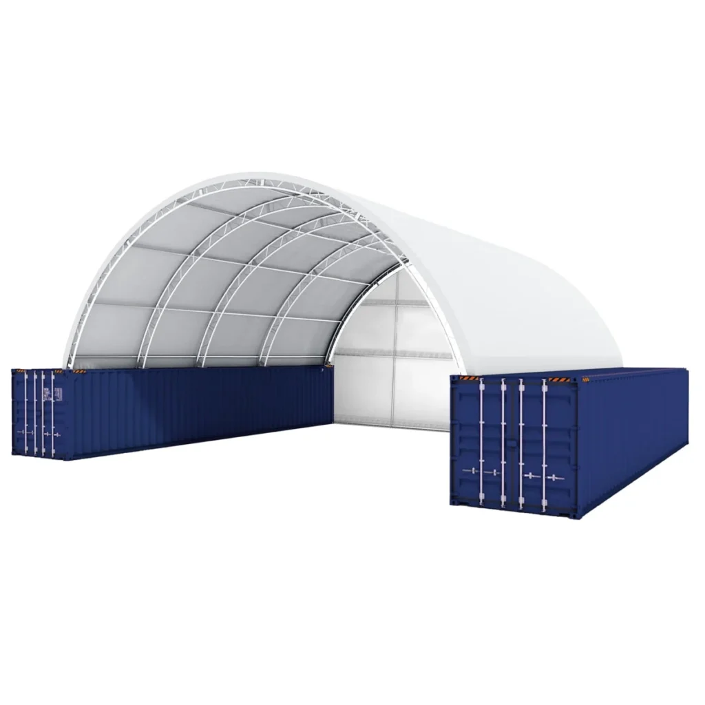 40’ x 40’ x 15’ Container Shelter with Closed Back Panel
