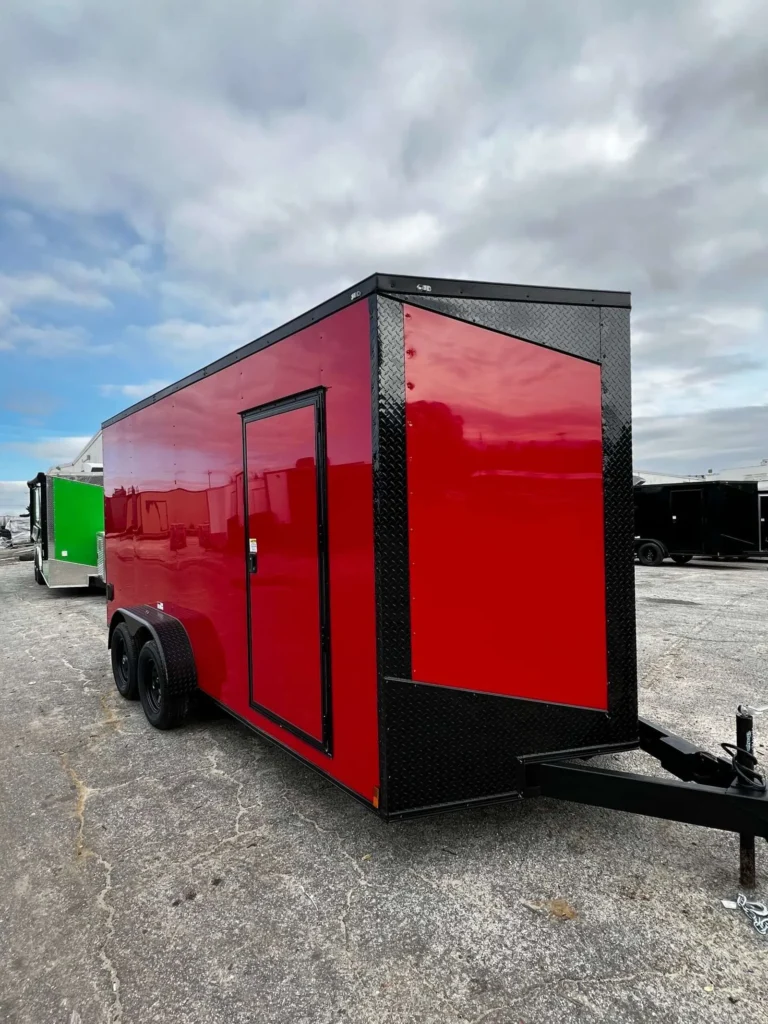 7x16 Tandem Axle Red Blackout Enclosed Cargo Trailer – Collins Custom Cargo