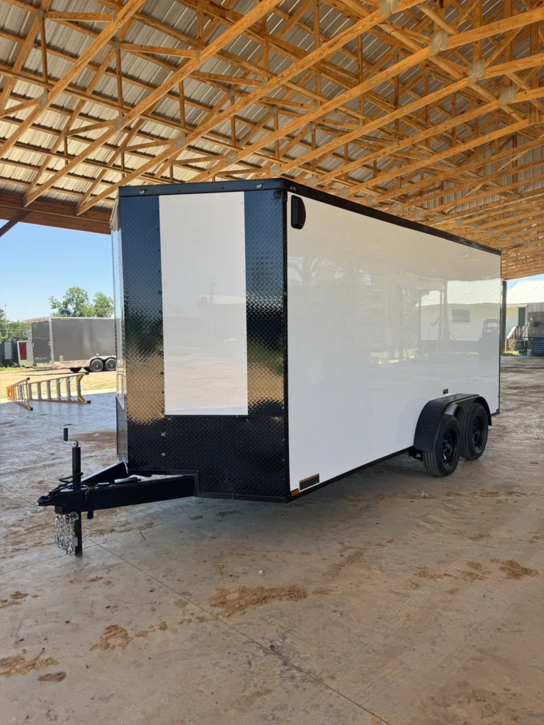 7x16 Tandem Axle White Blackout Enclosed Cargo Trailer – Collins Custom Cargo