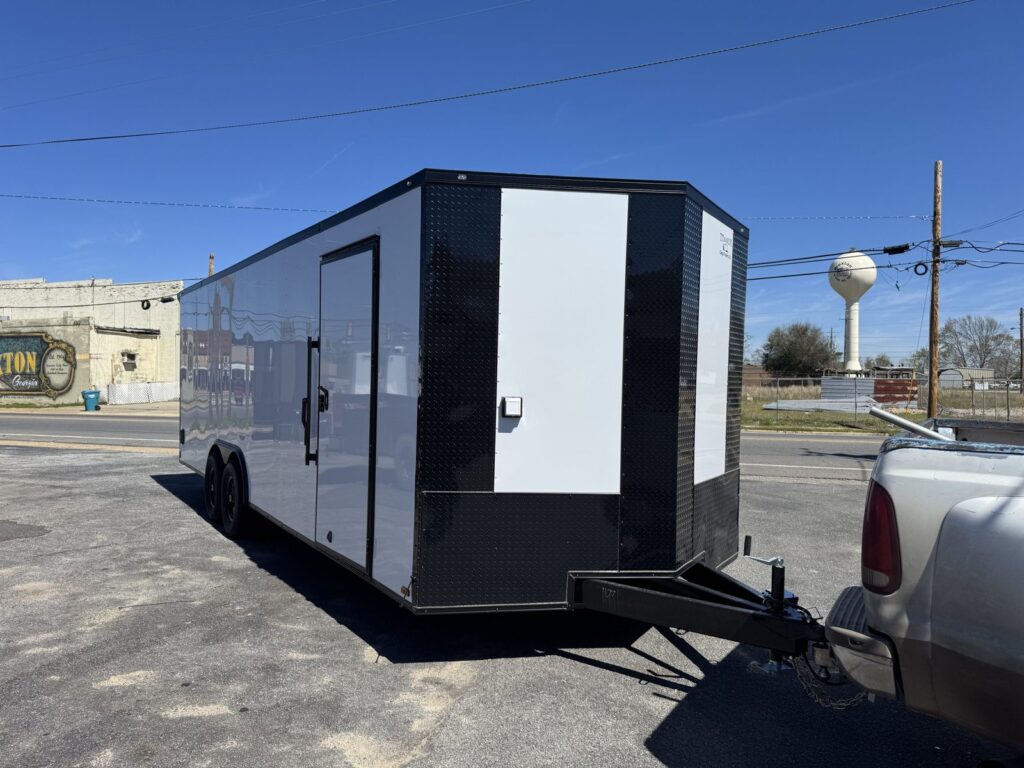 8.5x24 Titanium Cargo White Blackout Race Trailer for Sale