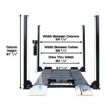 Atlas PRO8000EXT 4 Post Lift + RJ35 Sliding Jacks Combo - Image 6