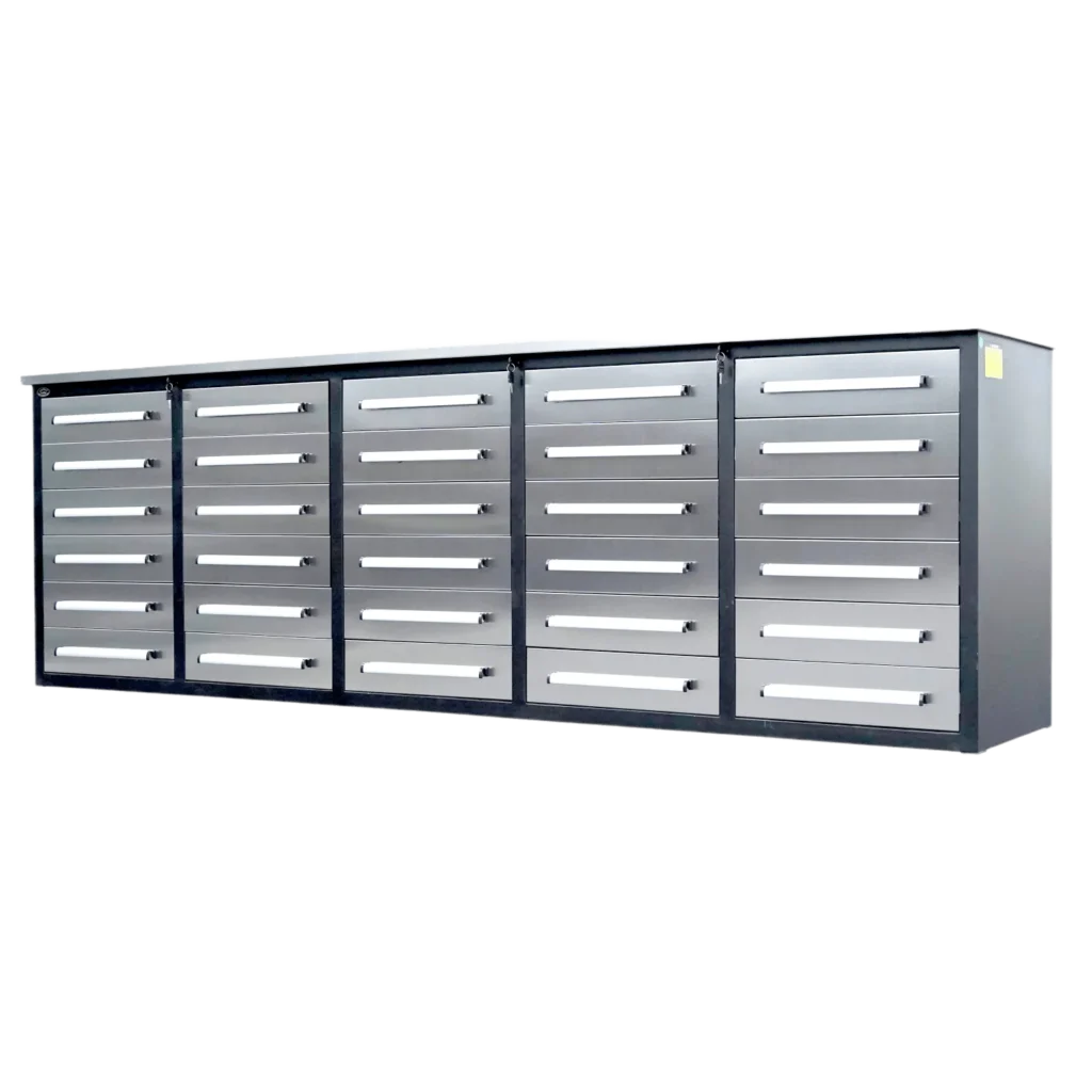 Chery Industrial Steelman 10’ Storage Cabinet with Workbench, 30 Drawers WW000188