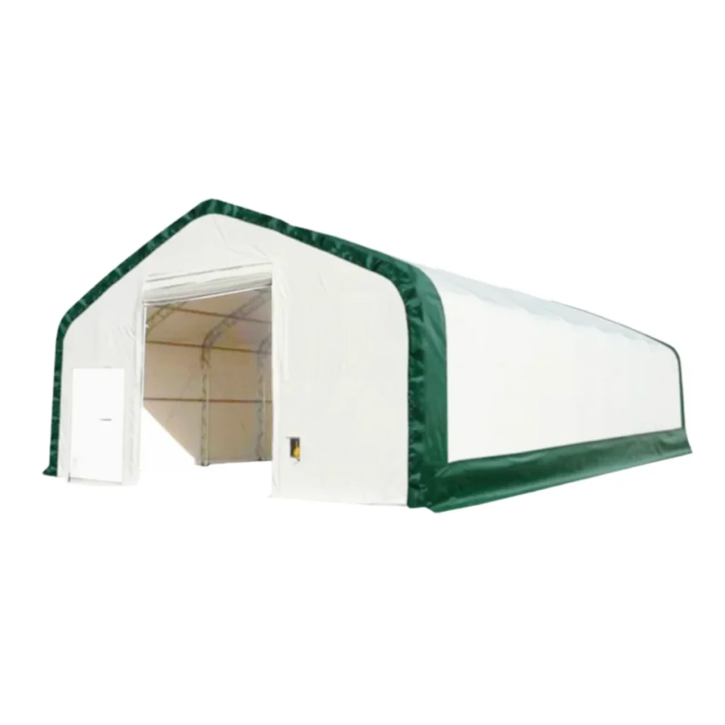 Double Truss Storage Shelter W40'xL80'xH21', 8' Truss Spacing